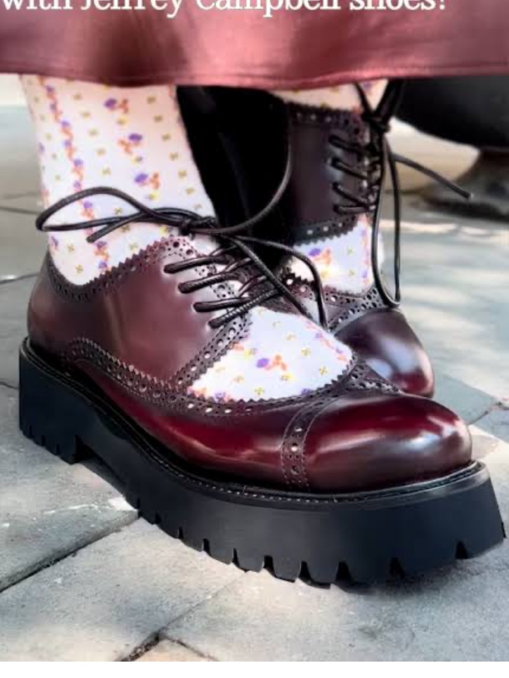 Jeffrey Campbell Burgundy chunky cut-out Lace-Up Wingtip Loafers